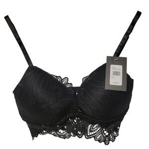 NWT Frederick's of Hollywood Finley Lace Bralette Black Fairy Goth Festival - S‎